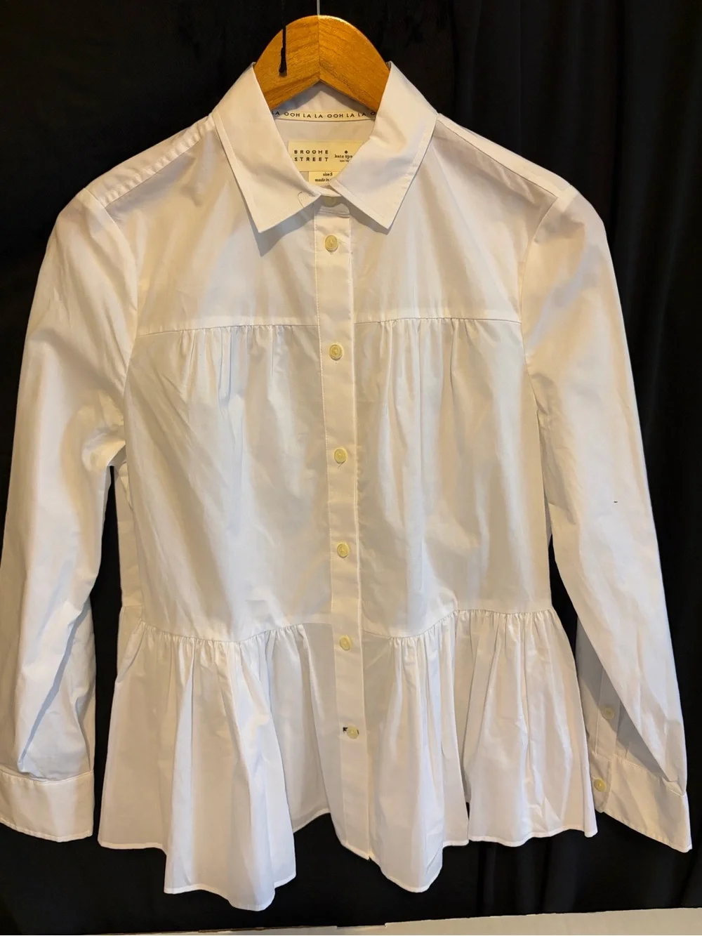 kate spade White Peplum Button-Front Blouse